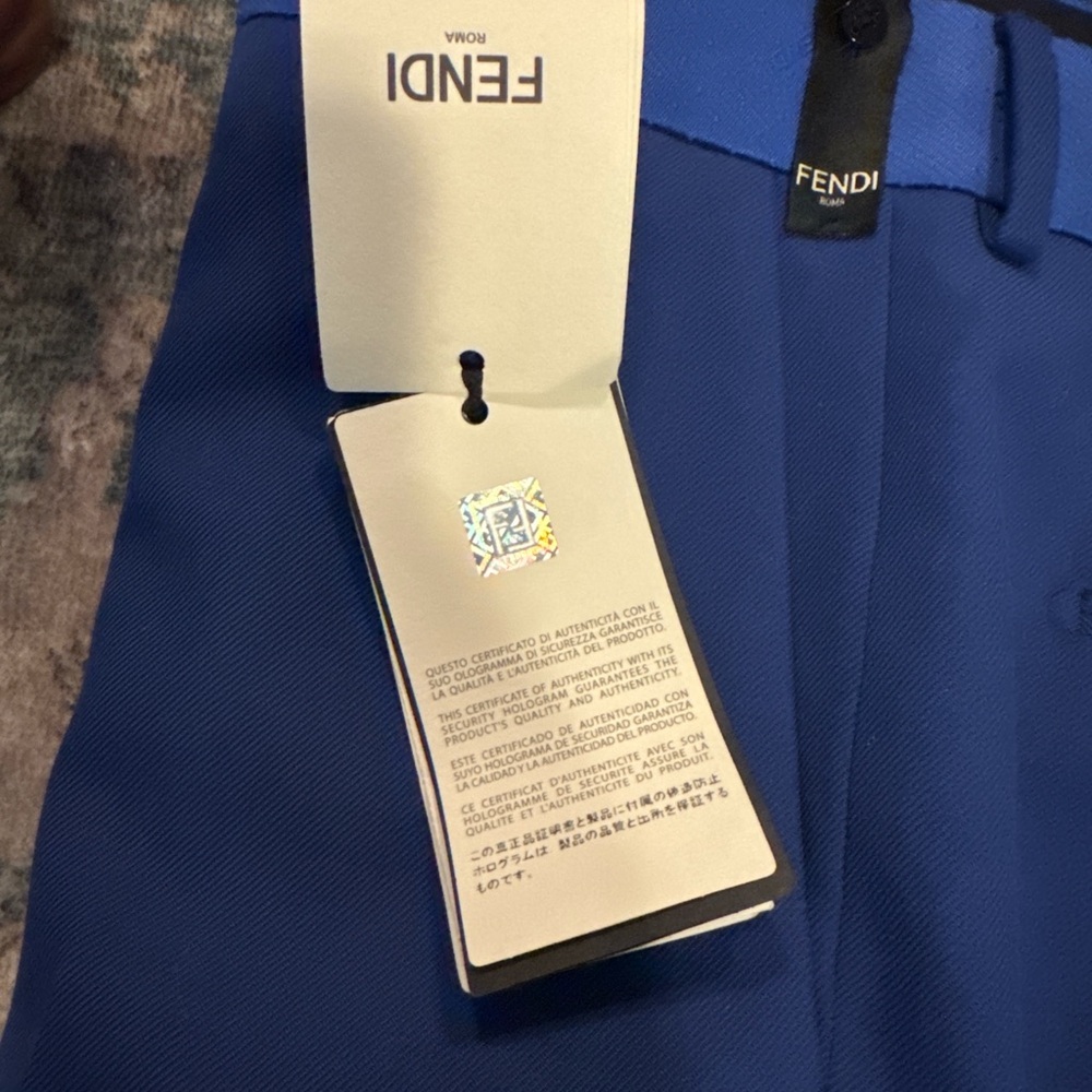 Fendi Men's Royal Blue Wool Dress Pant - Picture 4 of 6
